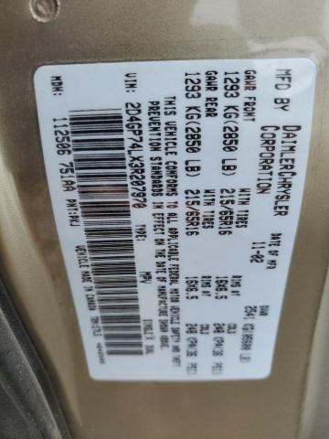 2003 Dodge Grand Caravan Ex VIN: 2D4GP74LX3R207970 Lot: 52885064
