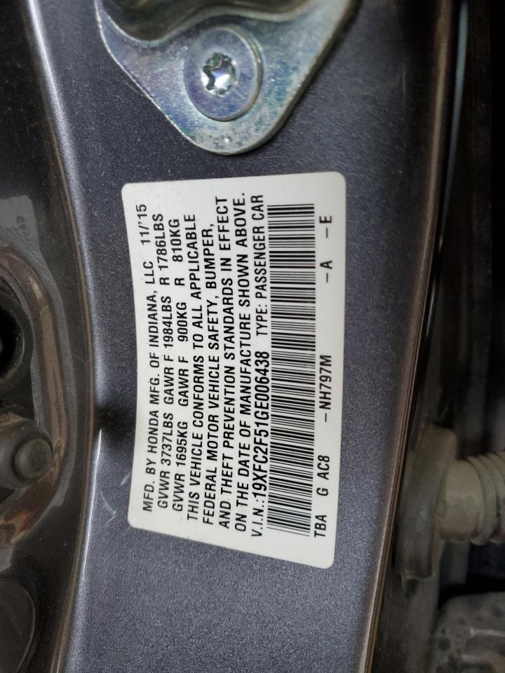 19XFC2F51GE006438 HONDA CIVIC 2016