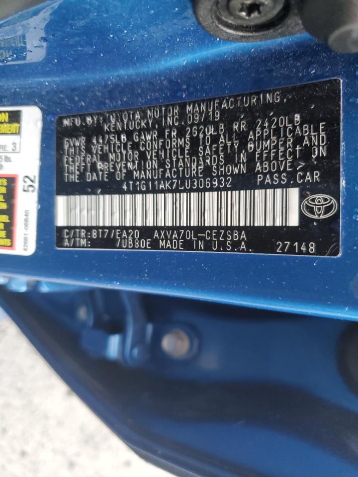 4T1G11AK7LU306932 TOYOTA CAMRY 2020