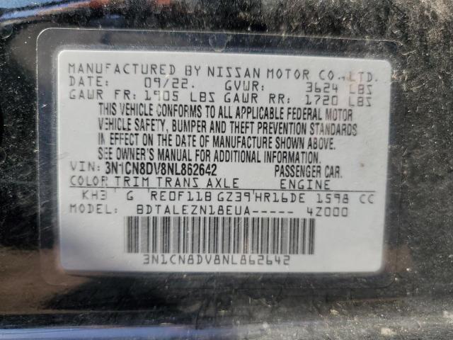 2022 Nissan Versa S VIN: 3N1CN8DV8NL862642 Lot: 52482014