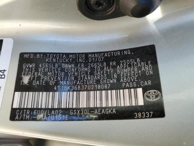 2007 Toyota Avalon Xl VIN: 4T1BK36B37U218087 Lot: 51915674