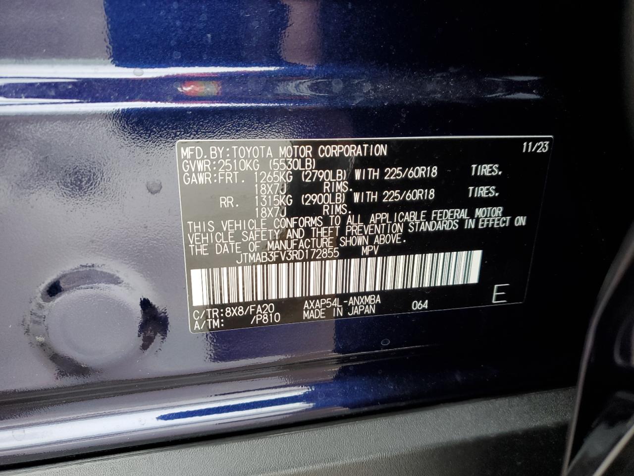 JTMAB3FV3RD172855 TOYOTA RAV4 2024