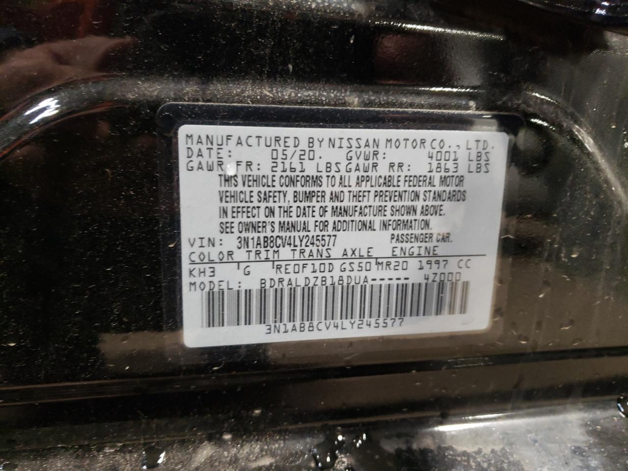3N1AB8CV4LY245577 NISSAN SENTRA 2020