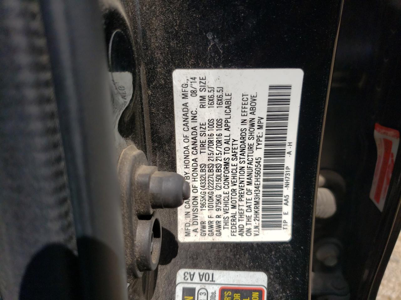 2HKRM3H34EH560545 2014 Honda Cr-V Lx