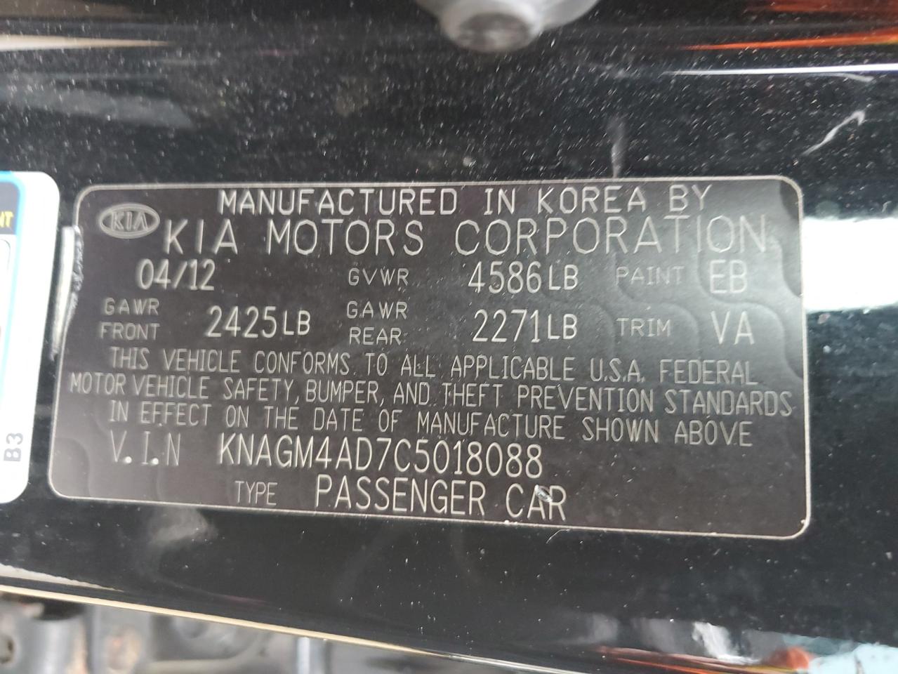 KNAGM4AD7C5018088 2012 Kia Optima Hybrid