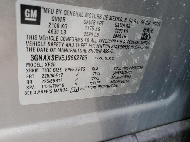 2018 Chevrolet Equinox Lt VIN: 3GNAXSEV5JS602765 Lot: 50711674