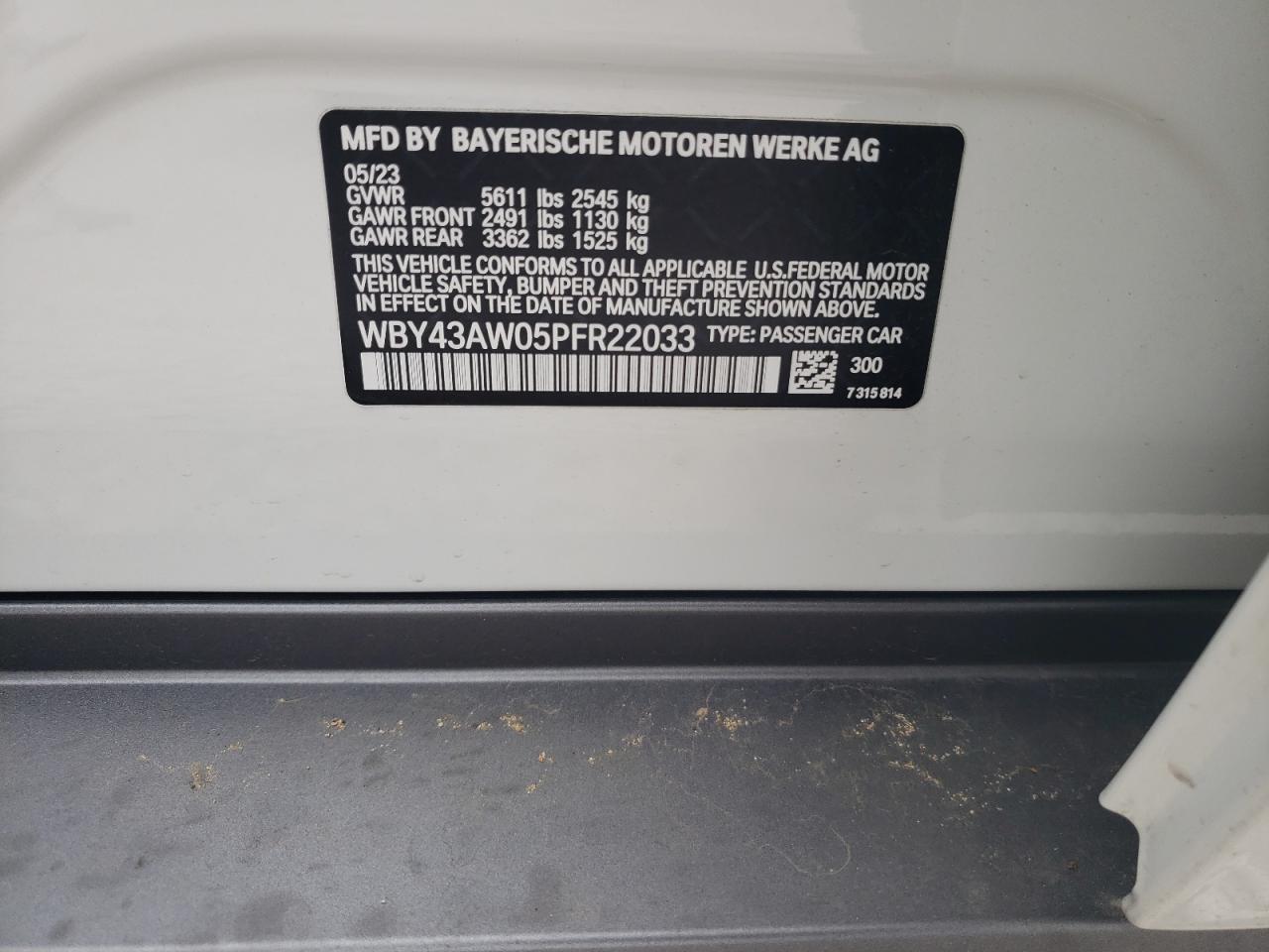 WBY43AW05PFR22033 2023 BMW I4 Edrive 35