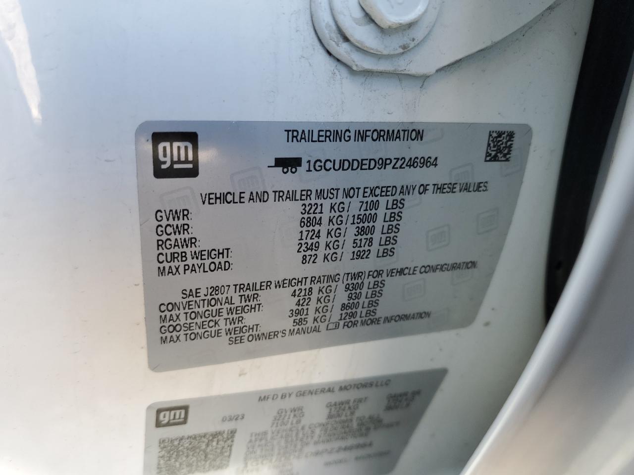 1GCUDDED9PZ246964 CHEVROLET ALL Models 2023