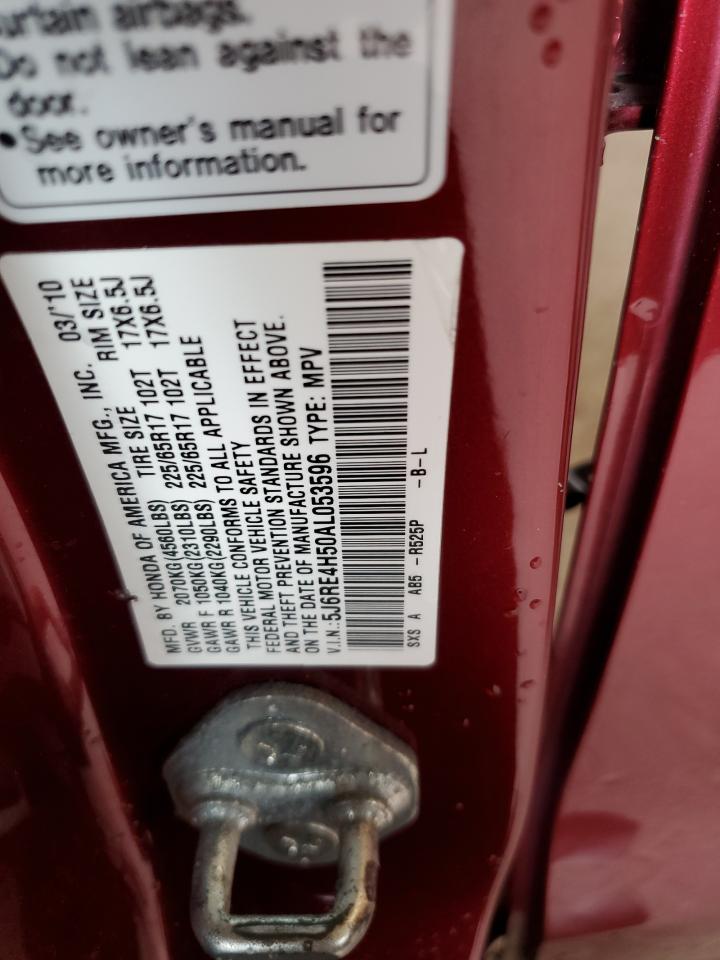 5J6RE4H50AL053596 2010 Honda Cr-V Ex