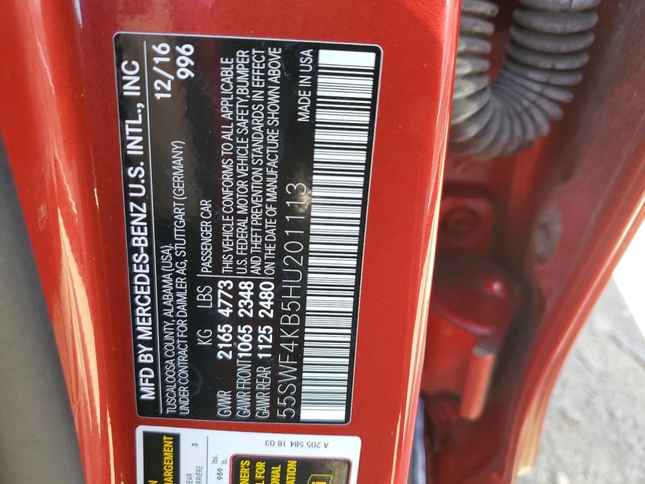 55SWF4KB5HU201113 2017 Mercedes-Benz C 300 4Matic