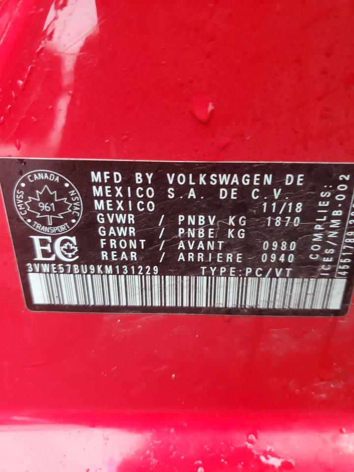 3VWE57BU9KM131229 2019 Volkswagen Jetta Sel