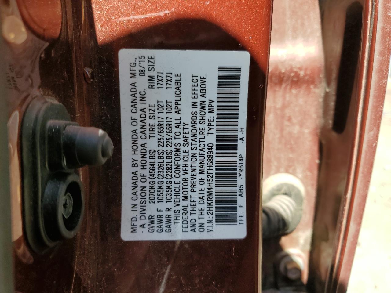 2HKRM4H52FH688940 2015 Honda Cr-V Ex