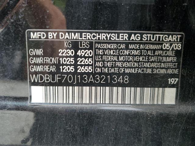 2003 Mercedes-Benz E 500 VIN: WDBUF70J13A321348 Lot: 51279214