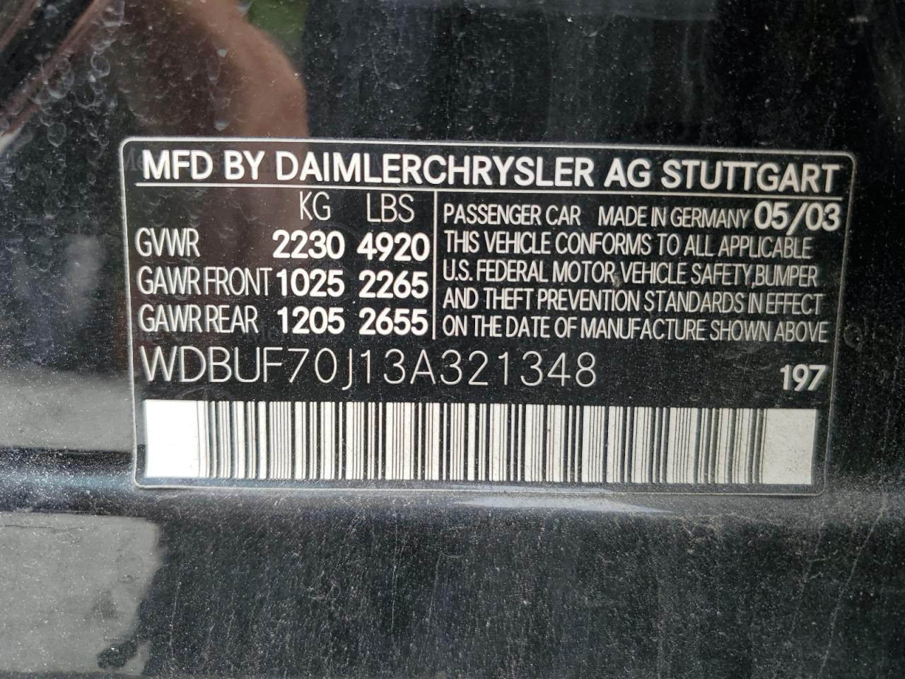 WDBUF70J13A321348 2003 Mercedes-Benz E 500