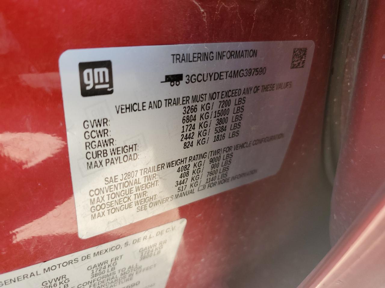 3GCUYDET4MG397590 CHEVROLET ALL Models 2021