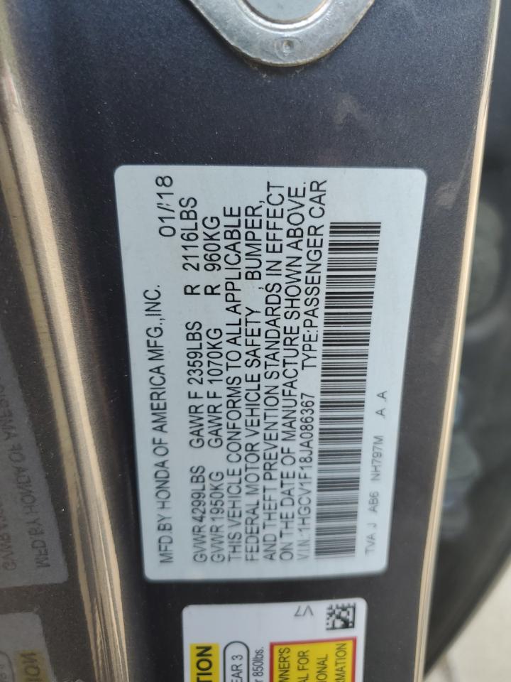 1HGCV1F18JA086367 2018 Honda Accord Lx