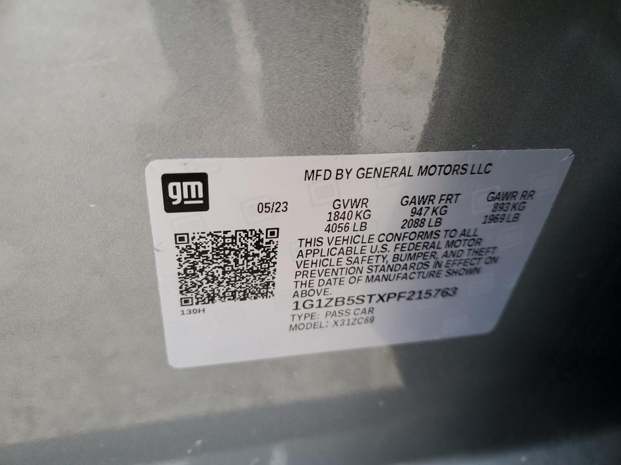 1G1ZB5STXPF215763 CHEVROLET MALIBU 2023