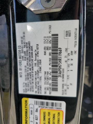 2017 FORD FUSION SE - 3FA6P0H75HR119669