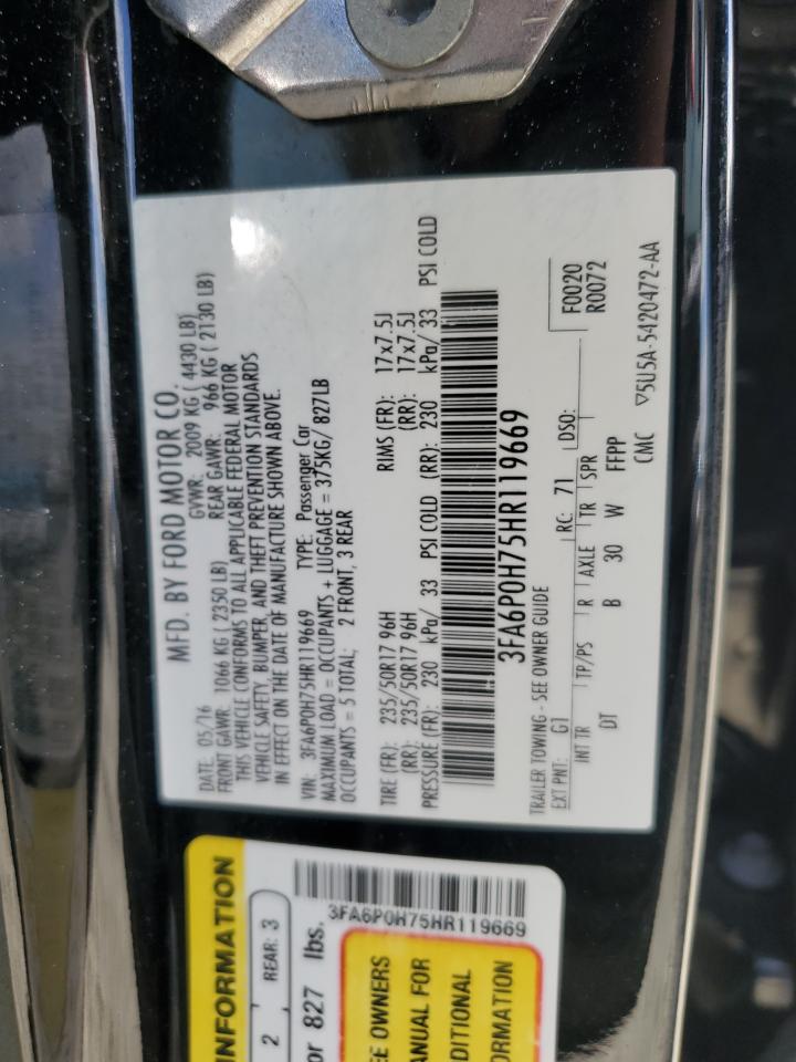 3FA6P0H75HR119669 FORD FUSION 2017