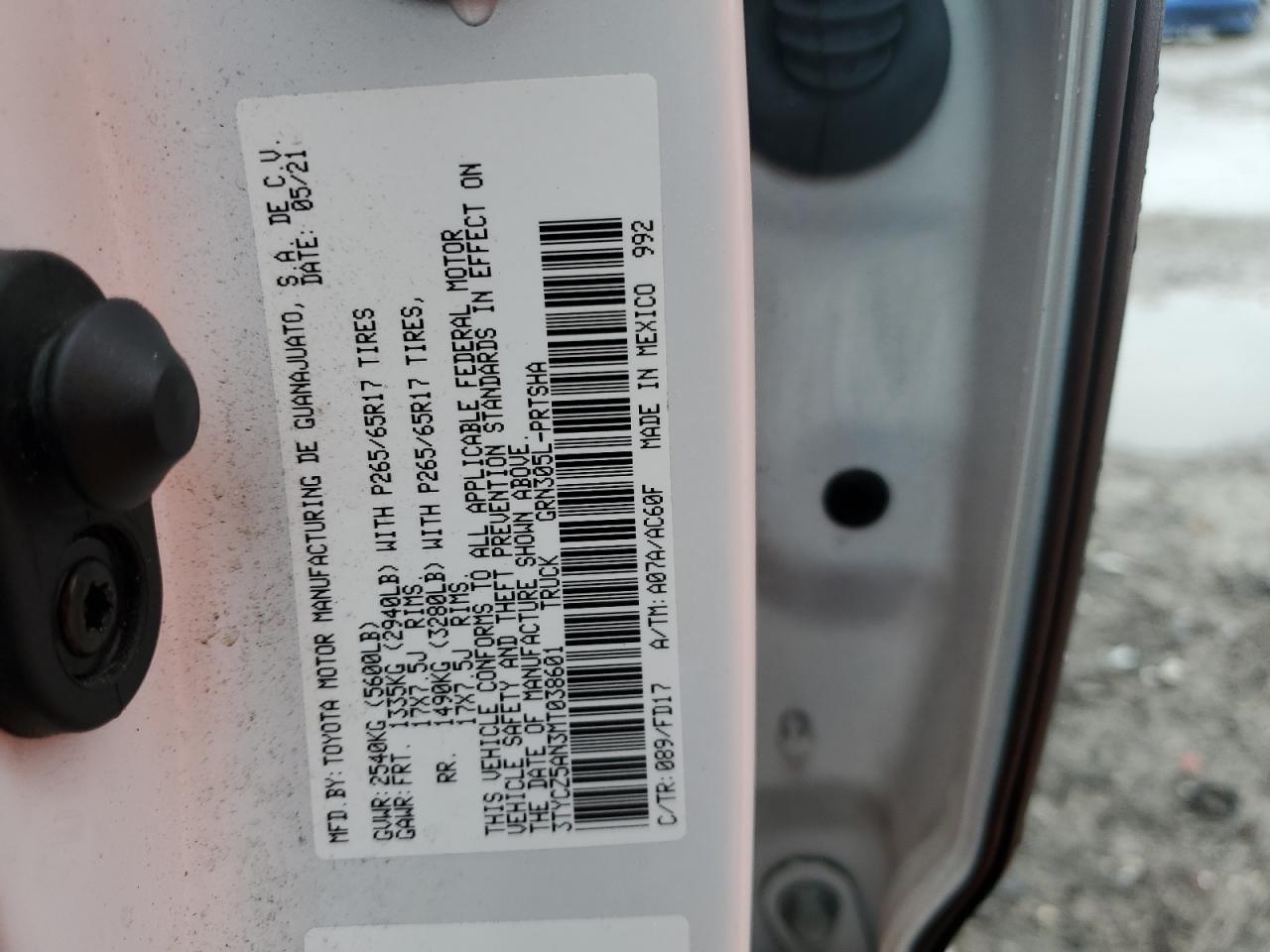 3TYCZ5AN3MT038601 TOYOTA TACOMA 2021