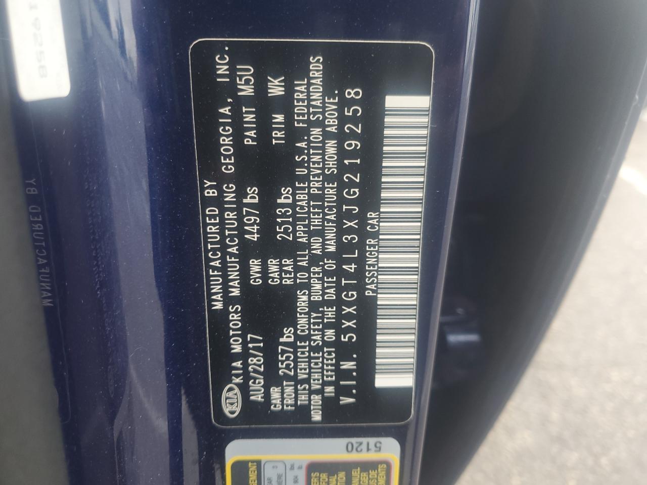 5XXGT4L3XJG219258 2018 Kia Optima Lx