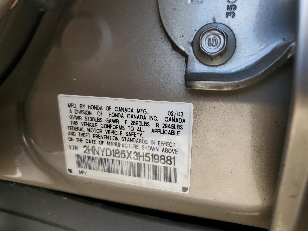 2HNYD186X3H519881 2003 Acura Mdx Touring