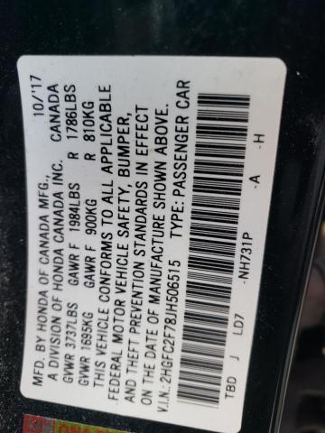 2018 Honda Civic Ex VIN: 2HGFC2F78JH506515 Lot: 51419594