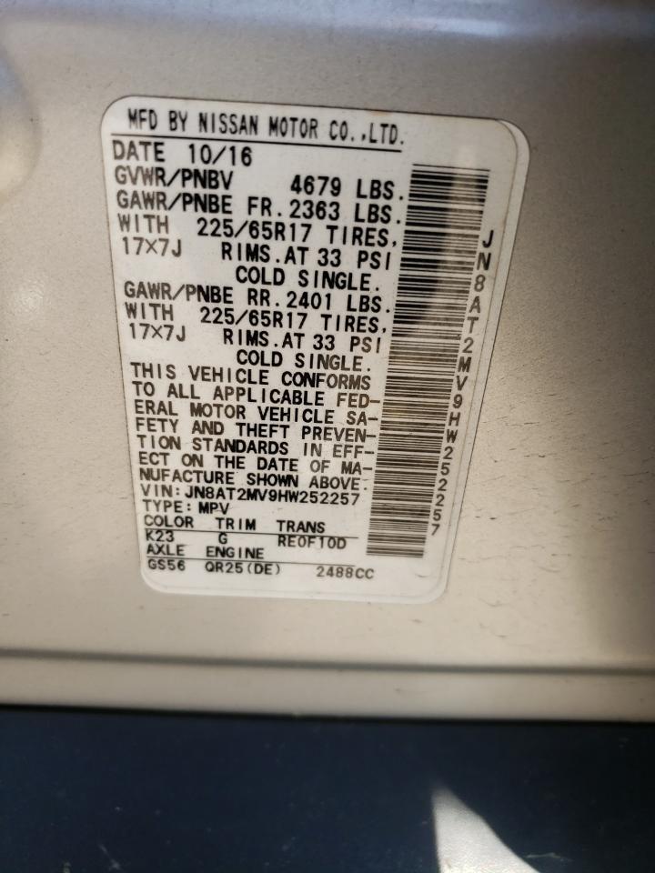 JN8AT2MV9HW252257 NISSAN ROGUE 2017