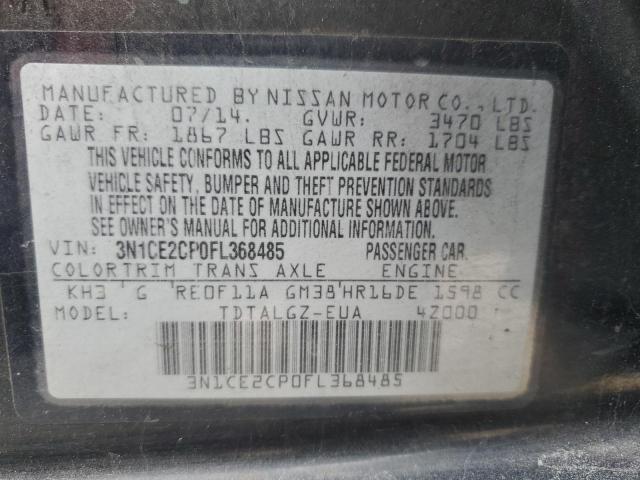 2015 Nissan Versa Note S VIN: 3N1CE2CP0FL368485 Lot: 50723514