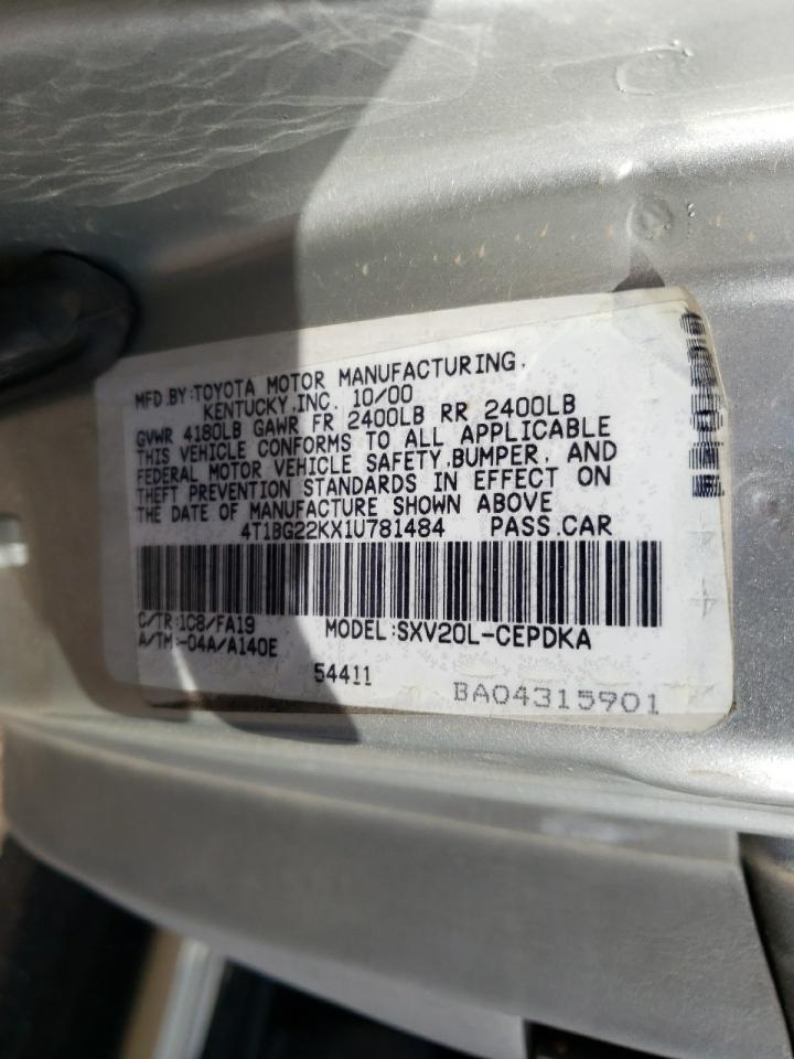 4T1BG22KX1U781484 2001 Toyota Camry Ce