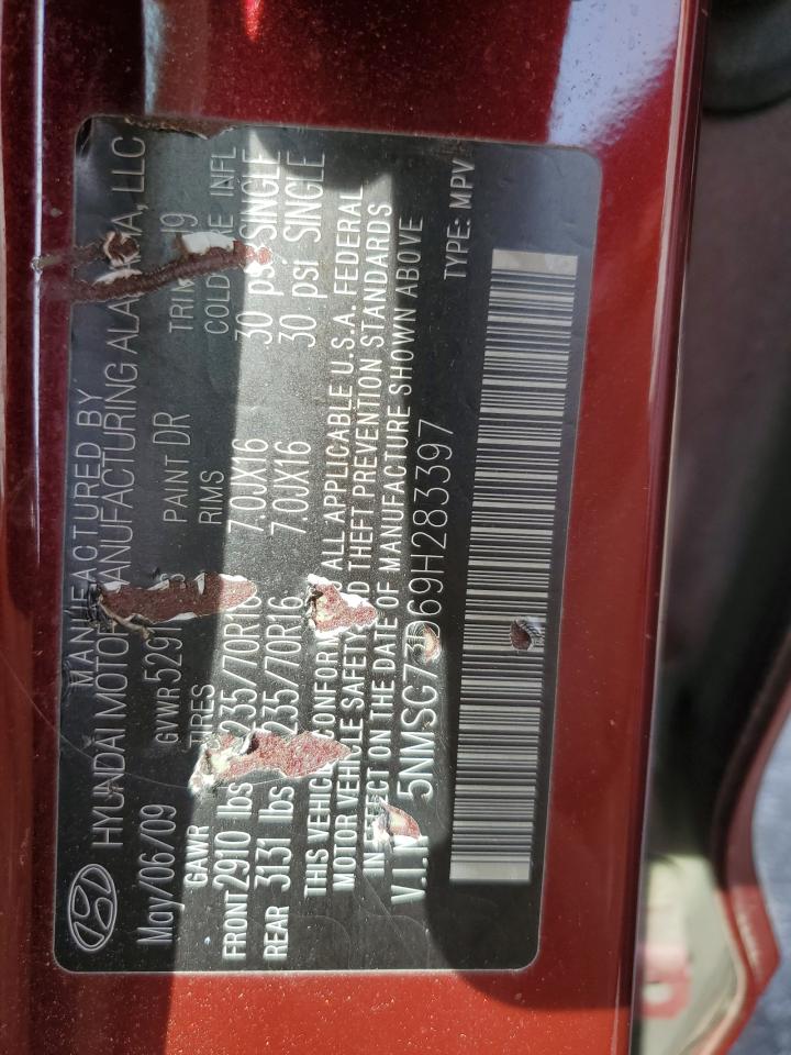 5NMSG73D69H283397 2009 Hyundai Santa Fe Gls