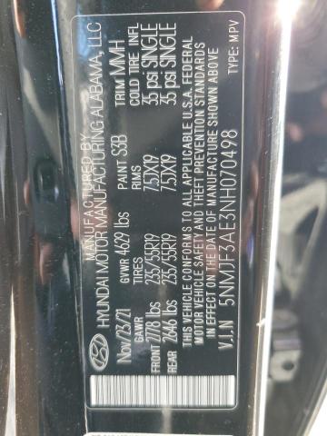 2022 Hyundai Tucson Sel VIN: 5NMJF3AE3NH070498 Lot: 51586574