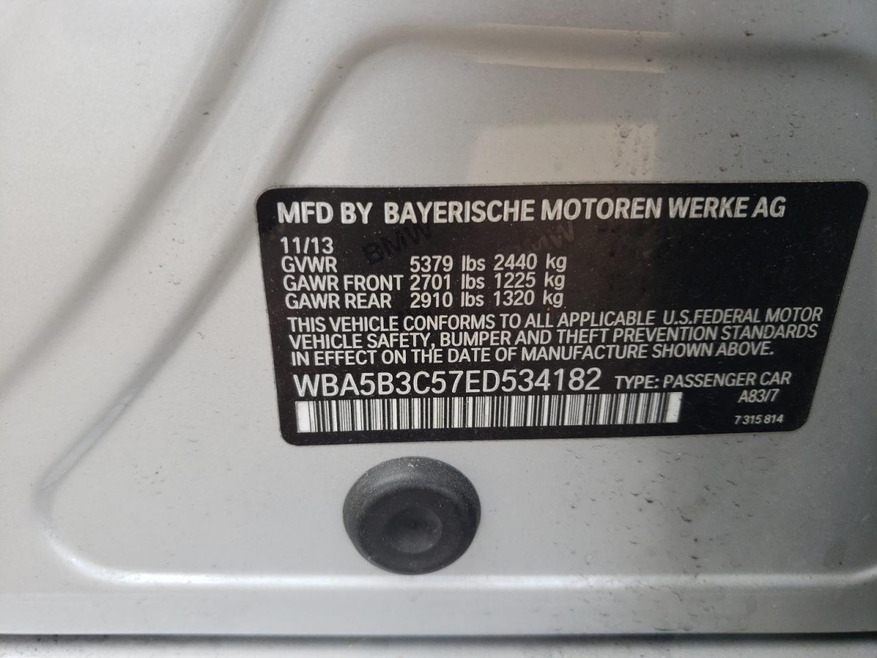 WBA5B3C57ED534182 2014 BMW 535 Xi