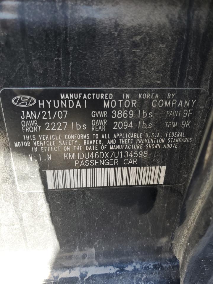 KMHDU46DX7U134598 2007 Hyundai Elantra Gls