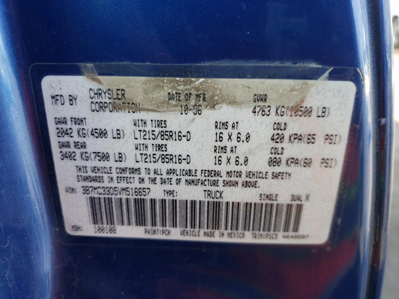 3B7MC33D5VM516657 1997 Dodge Ram 3500