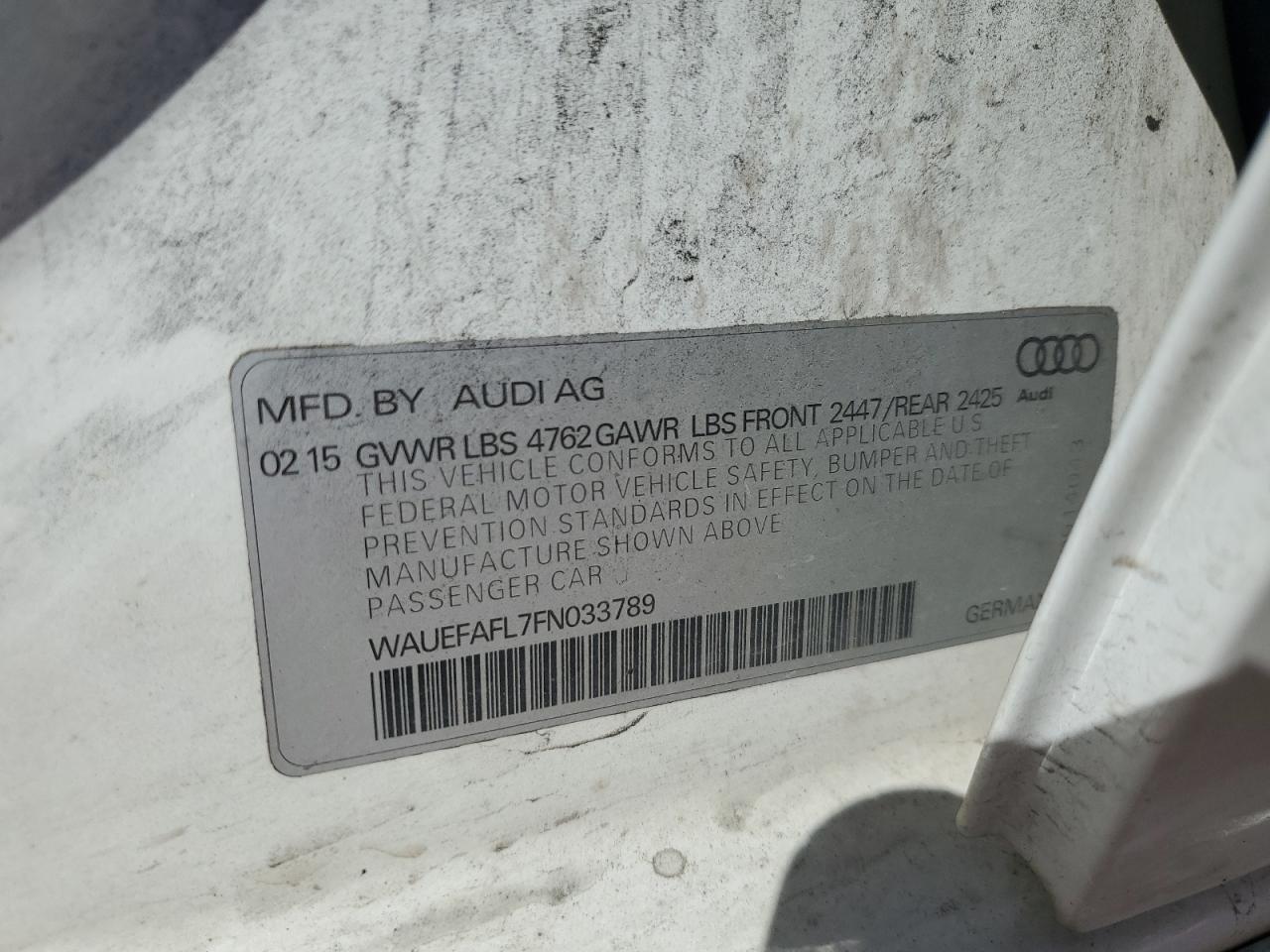 WAUEFAFL7FN033789 2015 Audi A4 Premium Plus