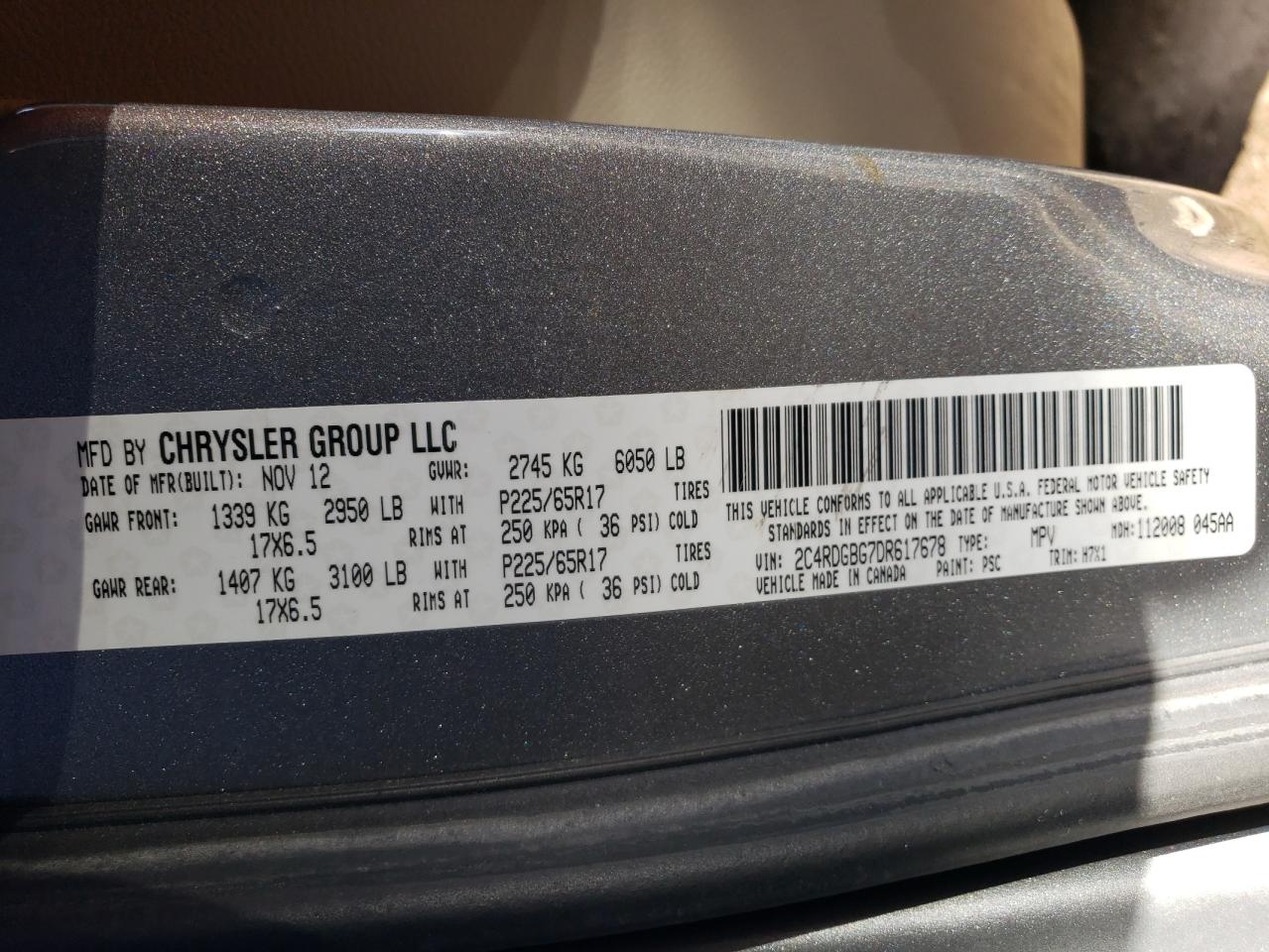 2C4RDGBG7DR617678 2013 Dodge Grand Caravan Se