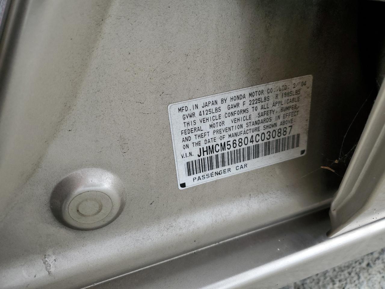 JHMCM56804C030887 2004 Honda Accord Ex