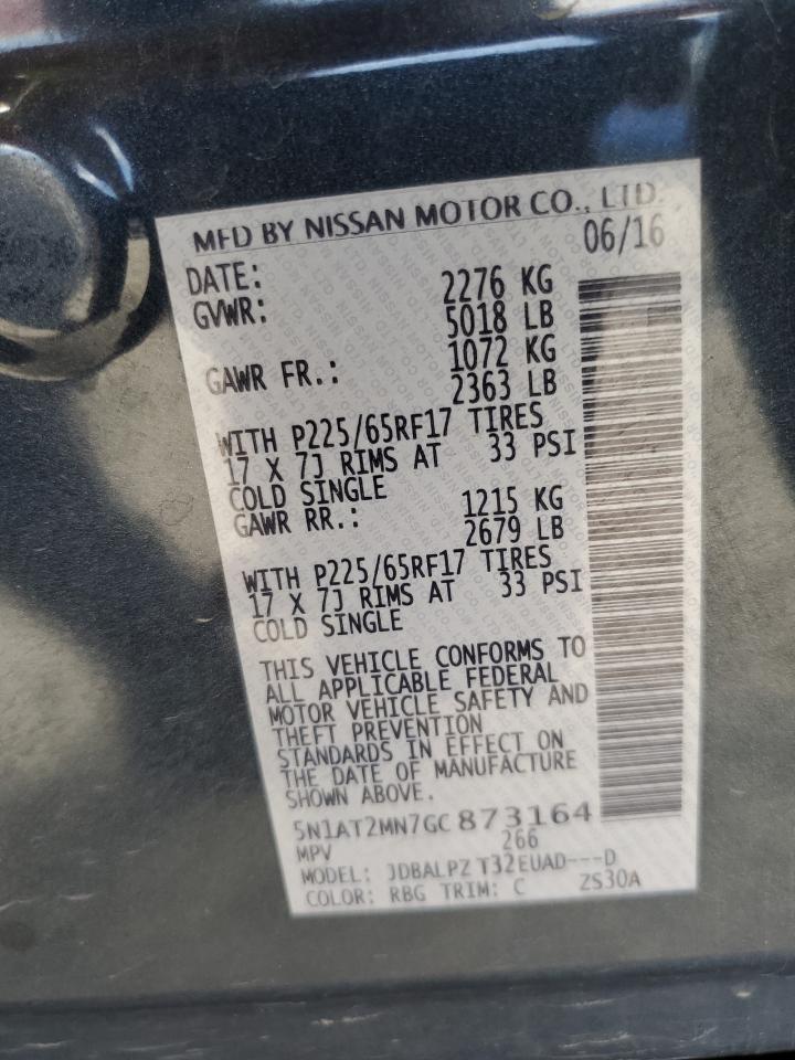 5N1AT2MN7GC873164 NISSAN ROGUE 2016