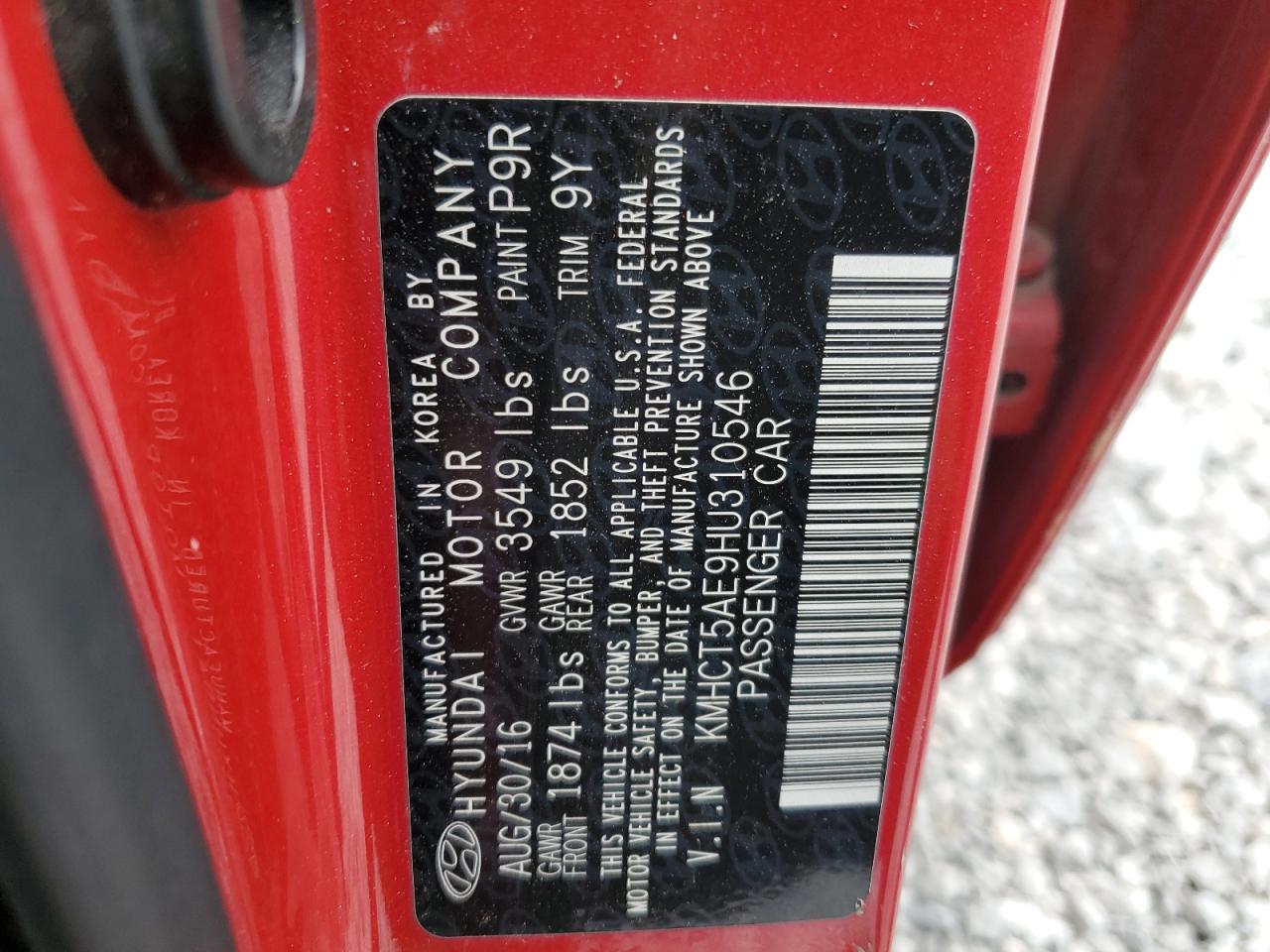 KMHCT5AE9HU310546 2017 Hyundai Accent Se