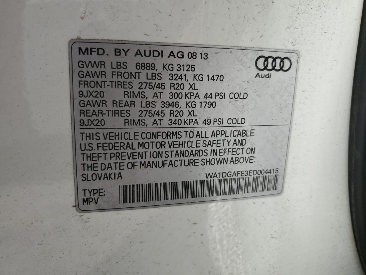 WA1DGAFE3ED004415 2014 Audi Q7 Prestige