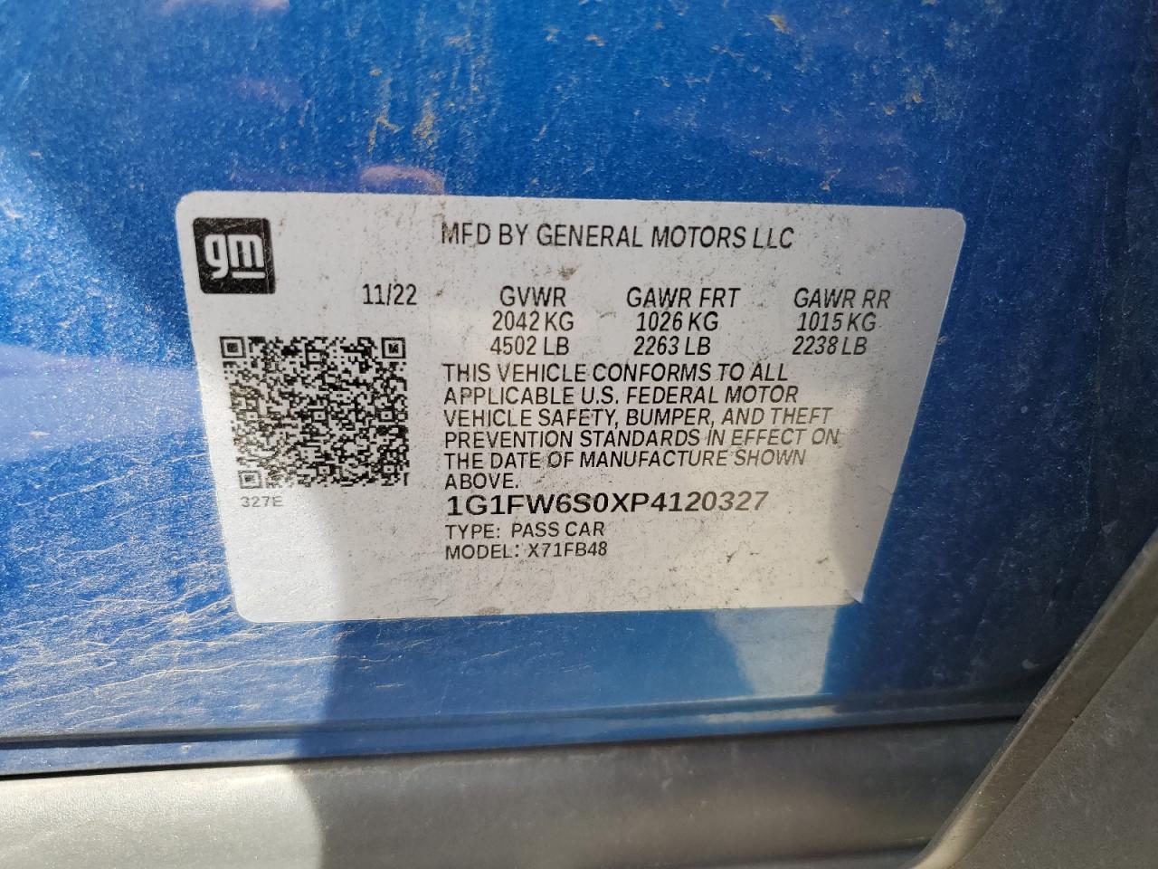 1G1FW6S0XP4120327 CHEVROLET BOLT 2023