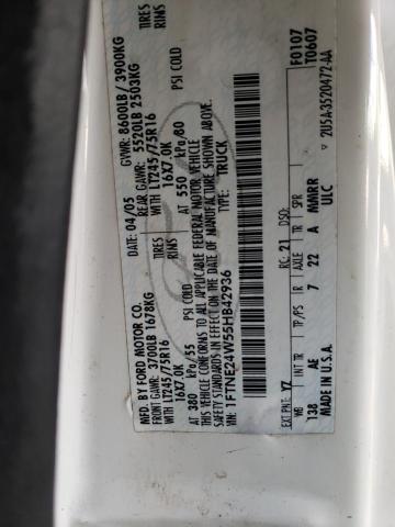 2005 Ford Econoline E250 Van VIN: 1FTNE24W55HB42936 Lot: 49338814