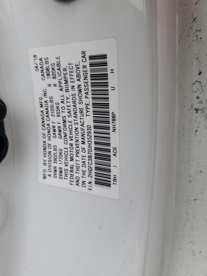2HGFC3B70JH352930 HONDA CIVIC 2018