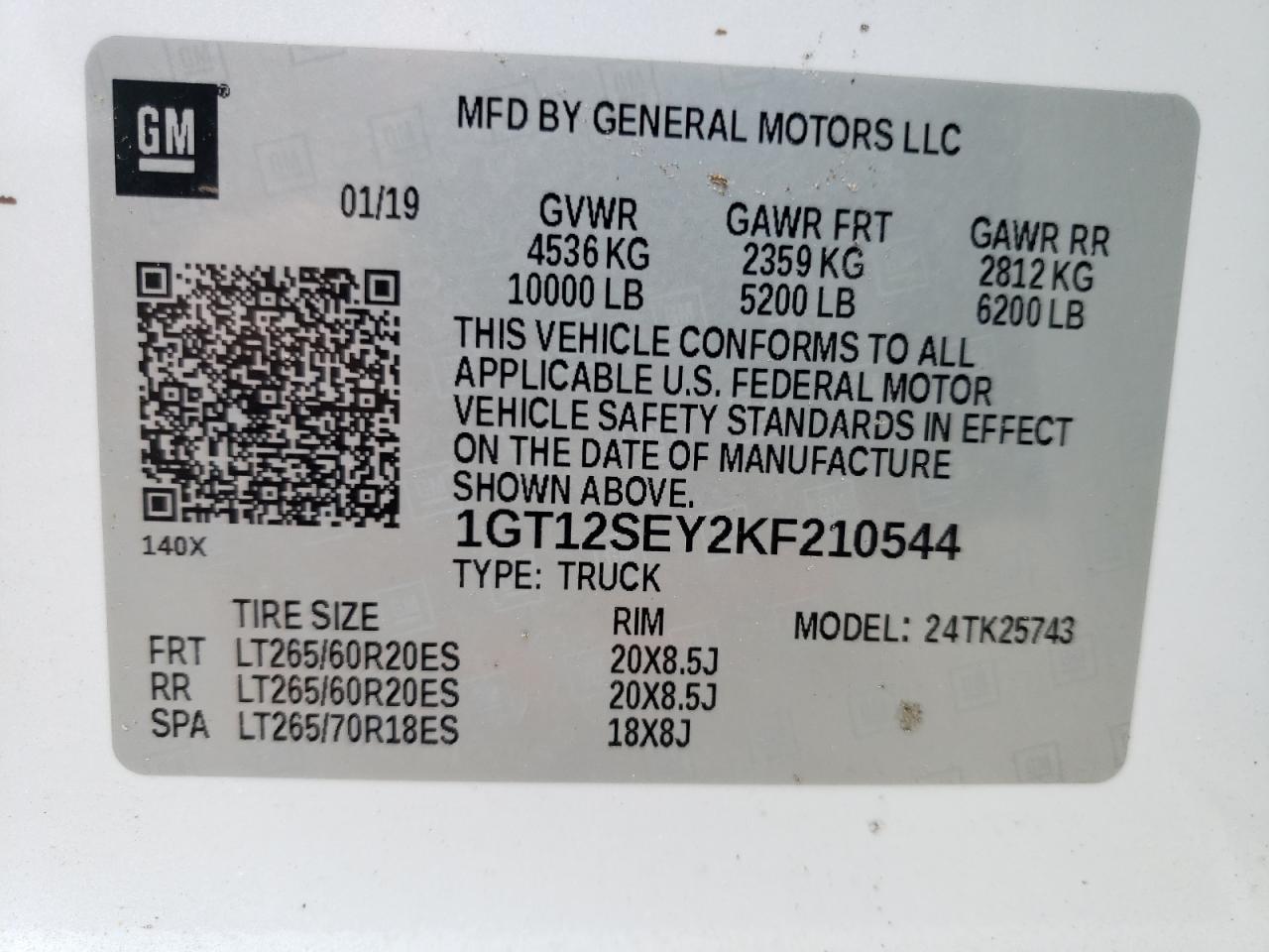 1GT12SEY2KF210544 2019 GMC Sierra K2500 Denali