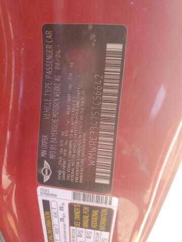 2005 Mini Cooper VIN: WMWRC33475TC56642 Lot: 52238094