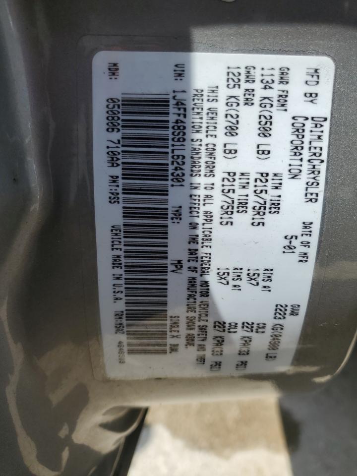 1J4FF48S91L624301 2001 Jeep Cherokee Sport