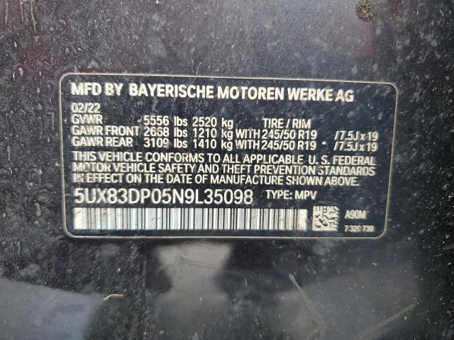2022 BMW X3 M40I 5UX83DP05N9L35098