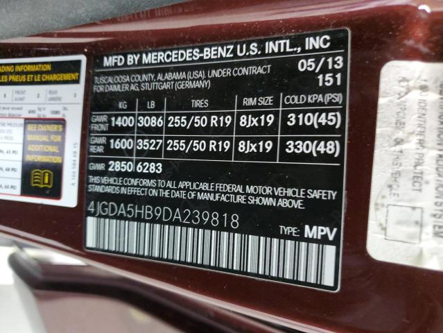 VIN 4JGDA5HB9DA239818 2013 Mercedes-Benz ML-Class, ... no.12