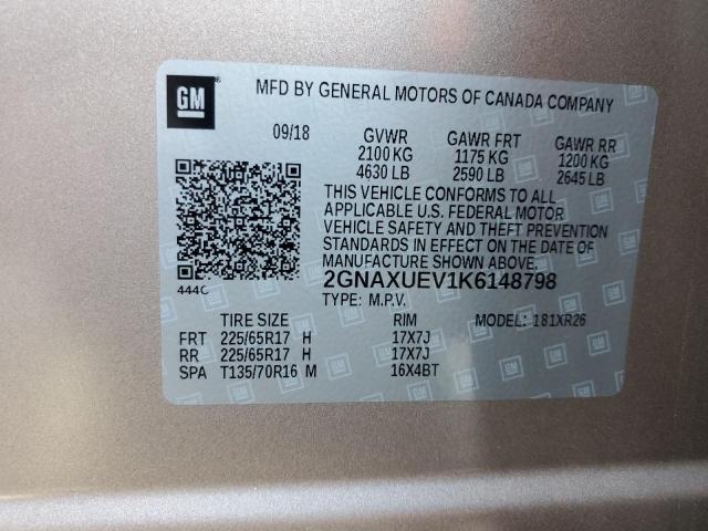 2019 Chevrolet Equinox Lt VIN: 2GNAXUEV1K6148798 Lot: 49731104